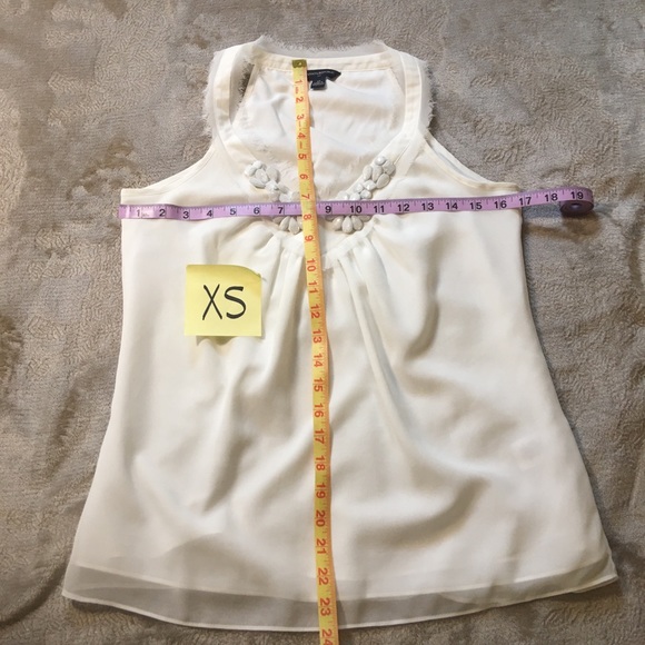 Banana Republic white fringe flower bead tank top Size XS - Picture 8 of 8